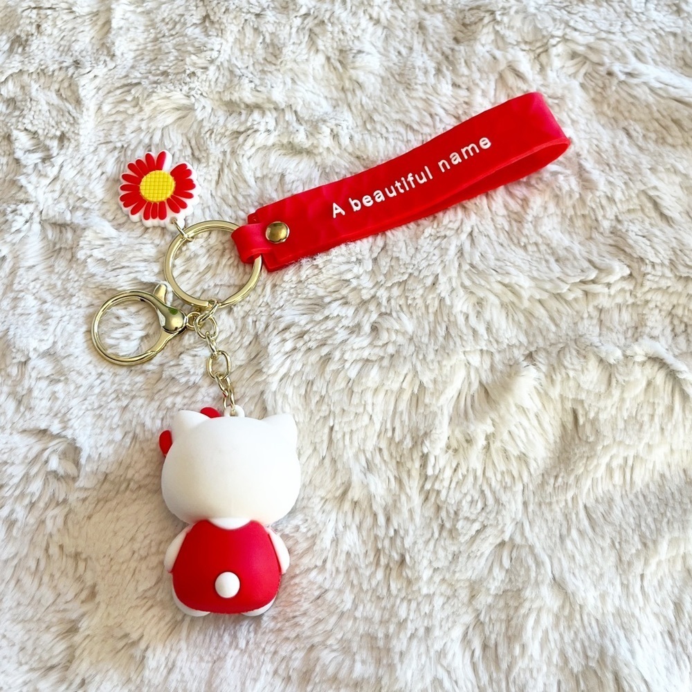 Sanrio Hello Kitty Red Keychain Bag Accessory Wristlet - Picture 2 of 2